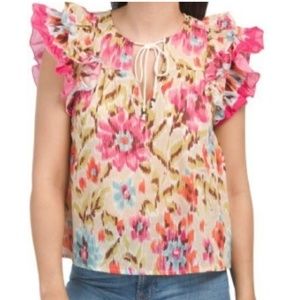 House of Harlow 1960 || Zoey Khaki Ruffle Peasant top